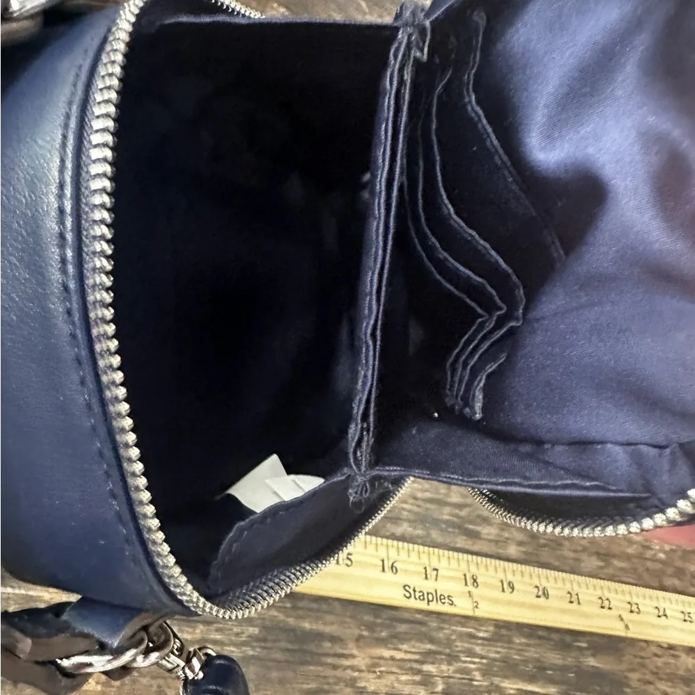 Navy Blue Crossbody Bag with Ornate Detailing